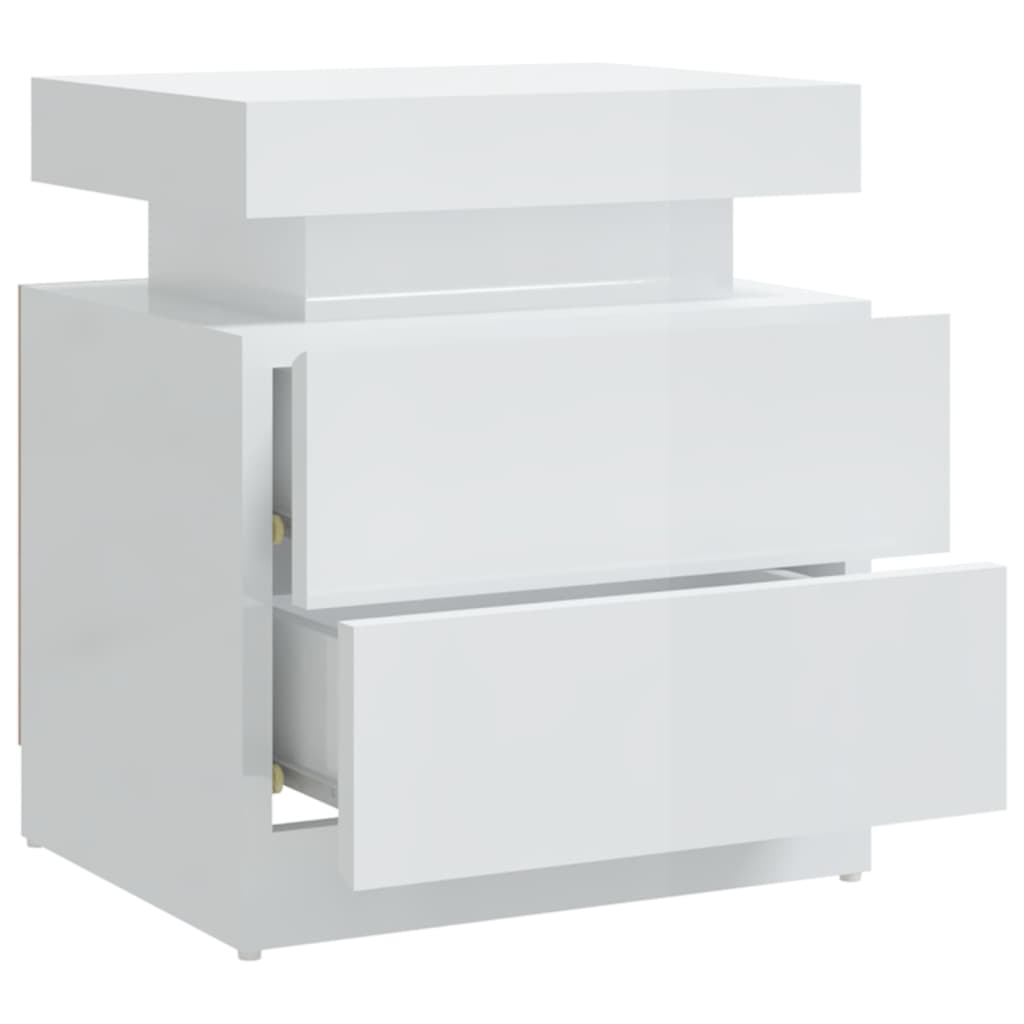 Comodino Bianco Lucido 45x35x52 cm in Legno Multistrato - homemem39