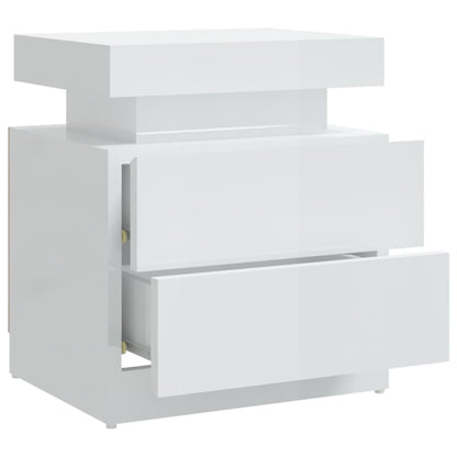 Comodino Bianco Lucido 45x35x52 cm in Legno Multistrato - homemem39