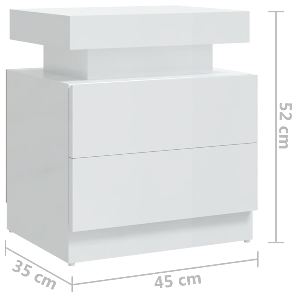 Comodino Bianco Lucido 45x35x52 cm in Legno Multistrato - homemem39