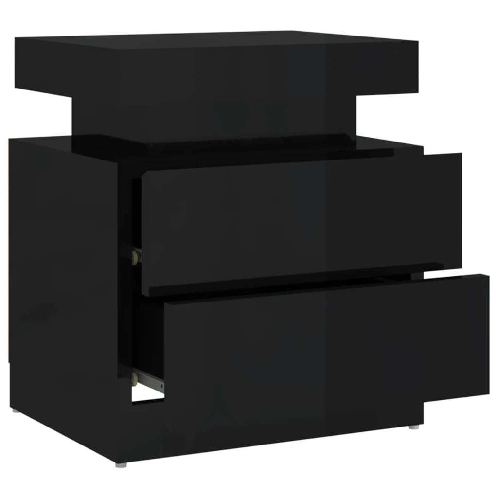 Comodino Nero Lucido 45x35x52 cm in Legno Multistrato - homemem39