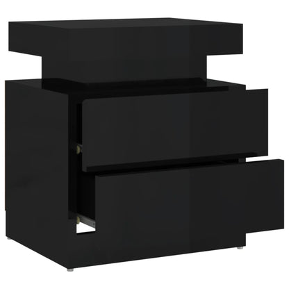 Comodino Nero Lucido 45x35x52 cm in Legno Multistrato - homemem39