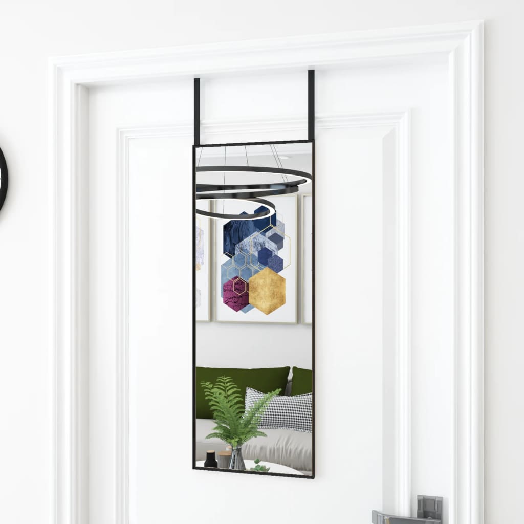 Specchio da Porta Nero 30x80 cm in Vetro e Alluminio | homemem39