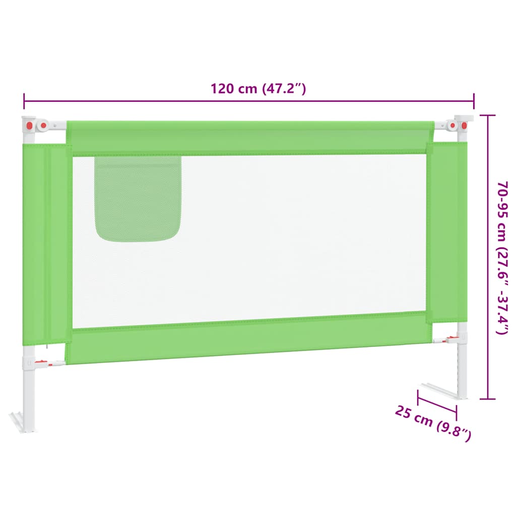 Sponda Letto di Sicurezza per Bambini Verde 120x25cm in Tessuto | homemem39