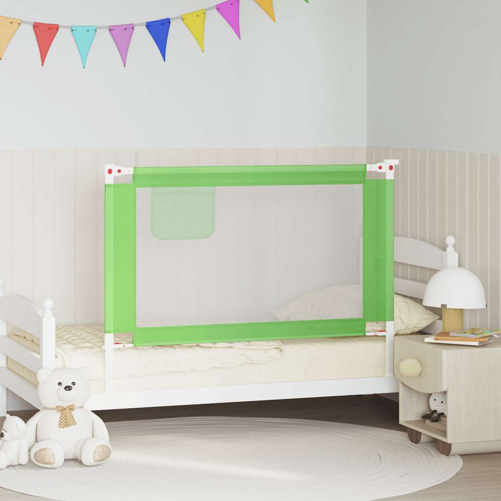 Sponda Letto di Sicurezza per Bambini Verde 120x25cm in Tessuto