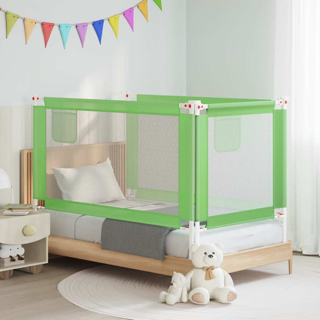 Sponda Letto di Sicurezza per Bambini Verde 150x25cm in Tessuto