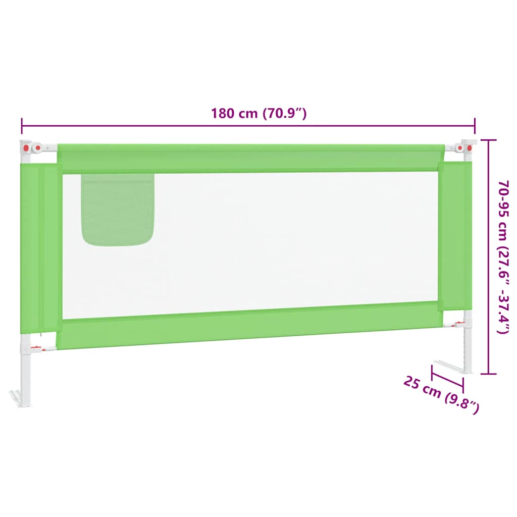 Sponda Letto di Sicurezza per Bambini Verde 180x25cm in Tessuto - homemem39