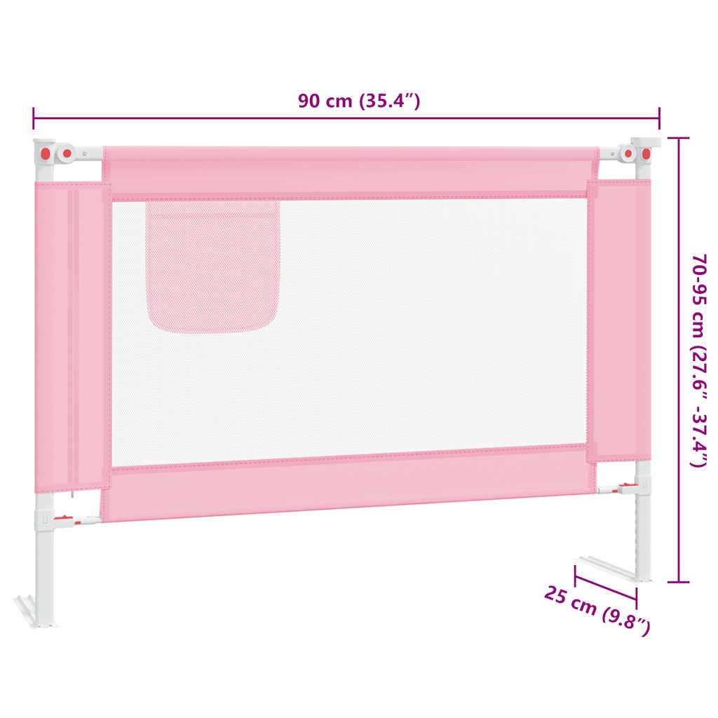 Sponda Letto di Sicurezza per Bambini Rosa 90x25 cm in Tessuto - homemem39