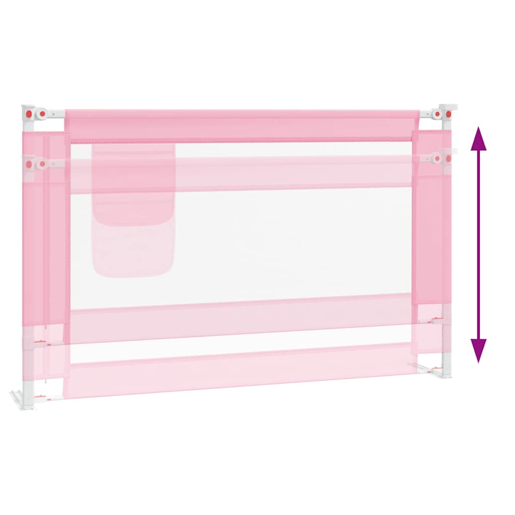 Sponda Letto di Sicurezza per Bambini Rosa 120x25 cm Tessuto