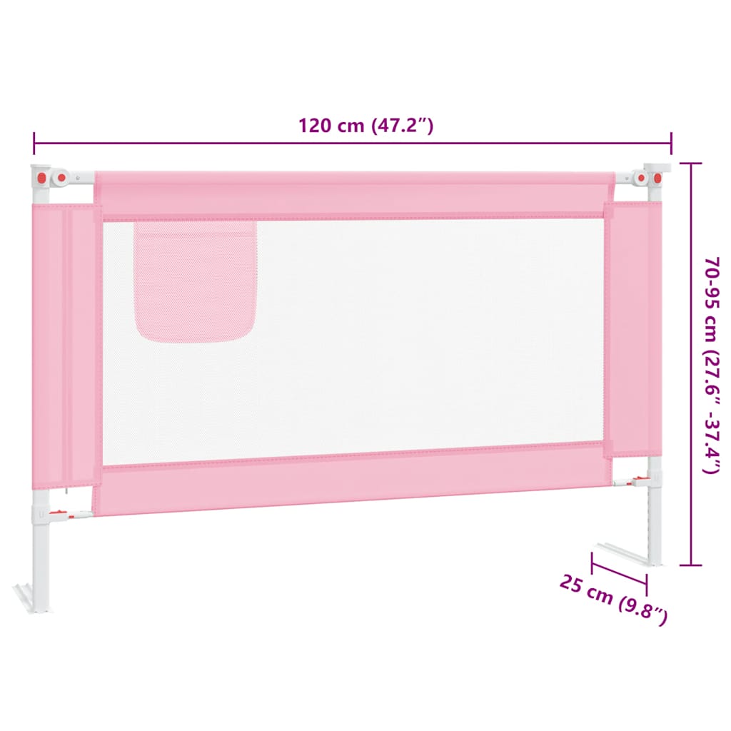 Sponda Letto di Sicurezza per Bambini Rosa 120x25 cm Tessuto