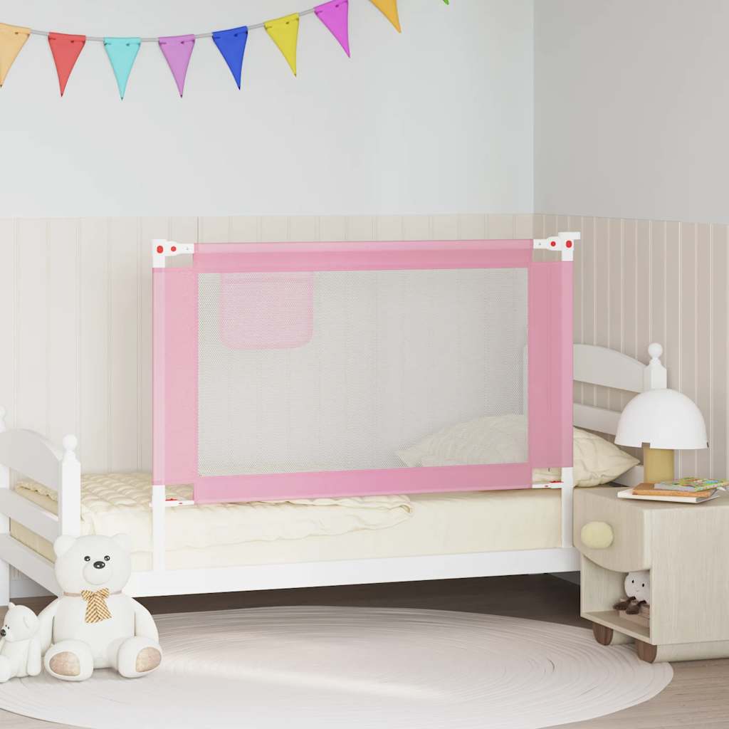 Sponda Letto di Sicurezza per Bambini Rosa 120x25 cm Tessuto | homemem39