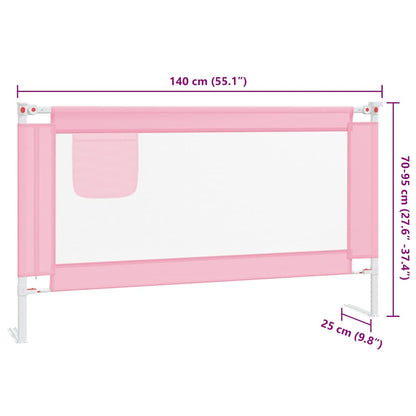 Sponda Letto di Sicurezza per Bambini Rosa 140x25cm in Tessuto