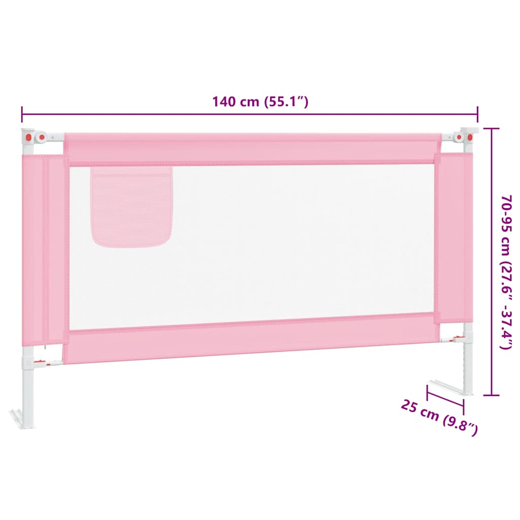 Sponda Letto di Sicurezza per Bambini Rosa 140x25cm in Tessuto - homemem39