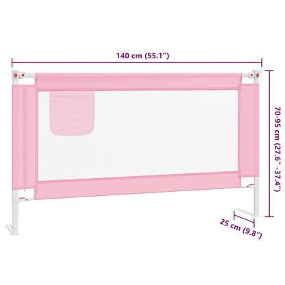 Sponda Letto di Sicurezza per Bambini Rosa 140x25cm in Tessuto - homemem39