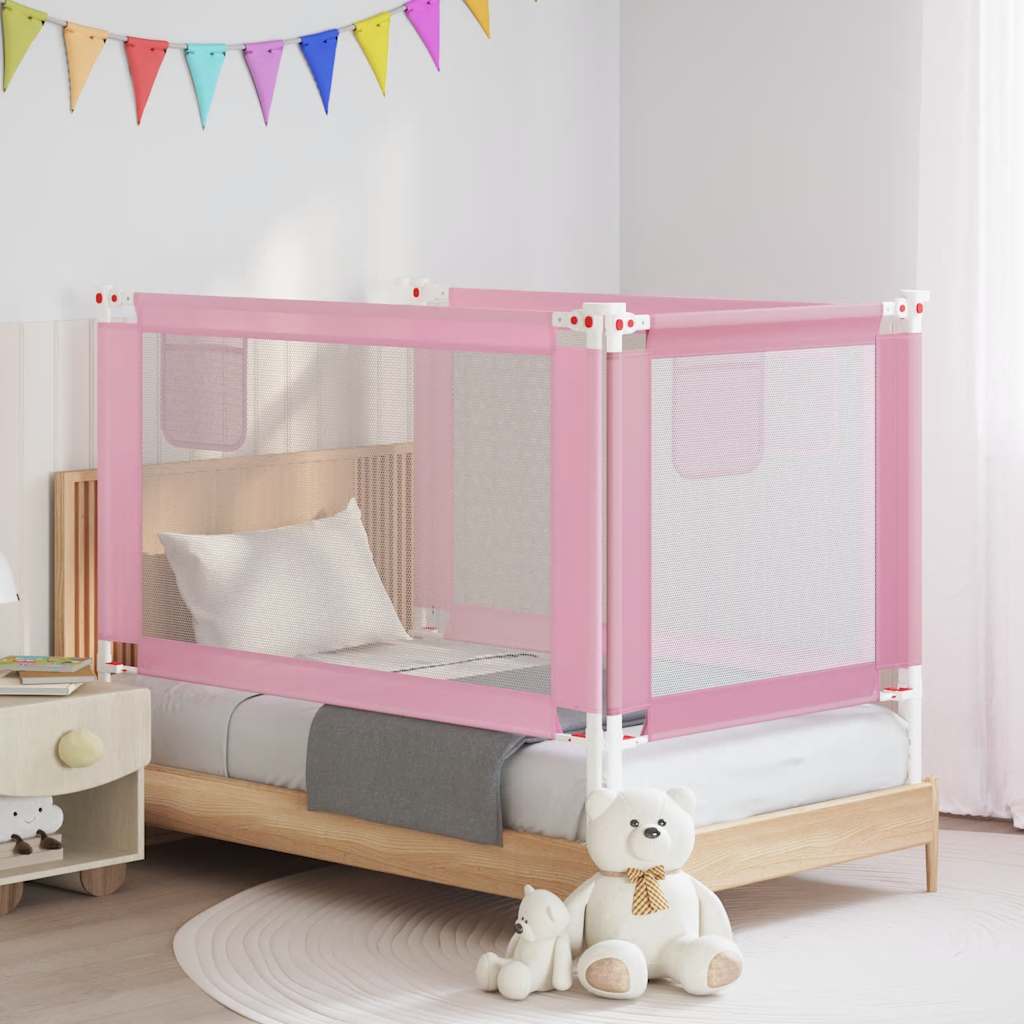 Sponda Letto di Sicurezza per Bambini Rosa 140x25cm in Tessuto