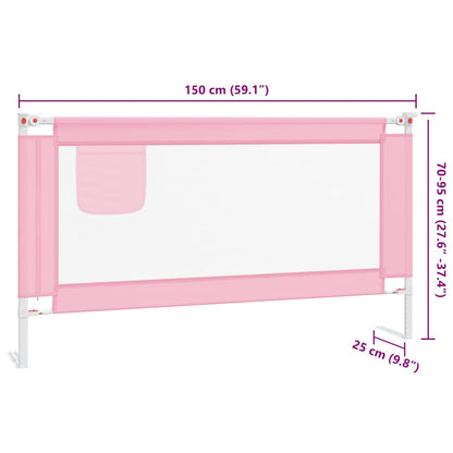 Sponda Letto di Sicurezza per Bambini Rosa 150x25 cm Tessuto - homemem39