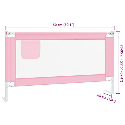 Sponda Letto di Sicurezza per Bambini Rosa 150x25 cm Tessuto