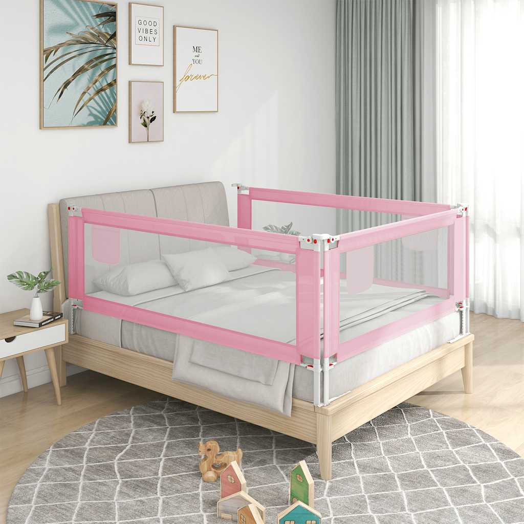Sponda Letto di Sicurezza per Bambini Rosa 150x25 cm Tessuto - homemem39