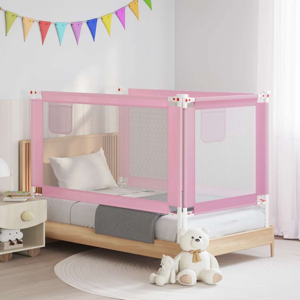 Sponda Letto di Sicurezza per Bambini Rosa 150x25 cm Tessuto