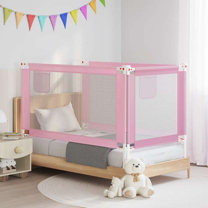 Sponda Letto di Sicurezza per Bambini Rosa 150x25 cm Tessuto