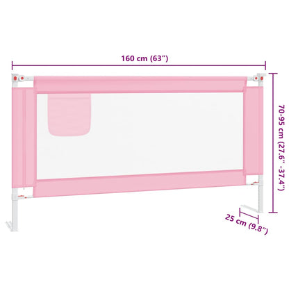 Sponda Letto di Sicurezza per Bambini Rosa 160x25 cm Tessuto | homemem39