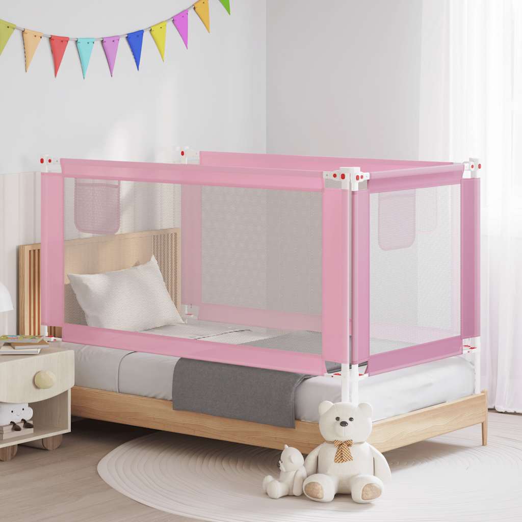 Sponda Letto di Sicurezza per Bambini Rosa 160x25 cm Tessuto