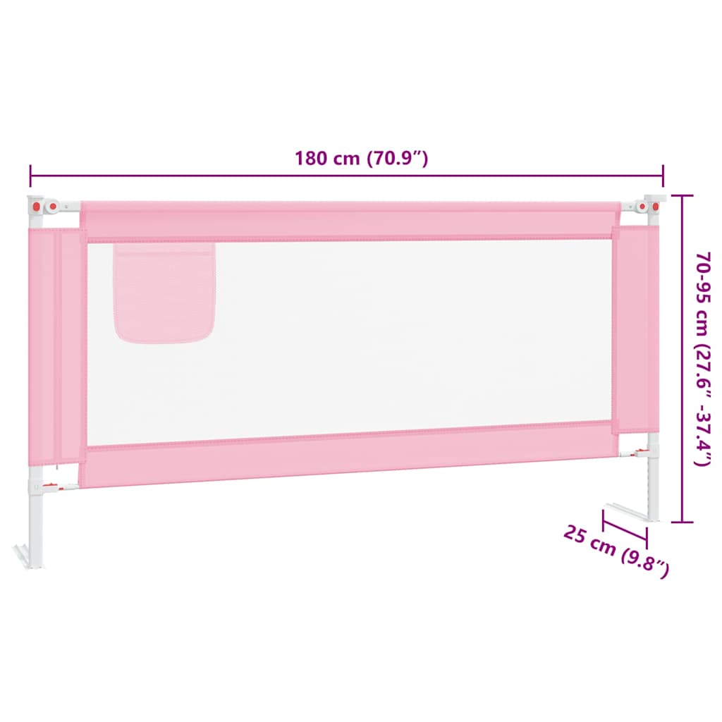 Sponda Letto di Sicurezza per Bambini Rosa 180x25 cm Tessuto - homemem39