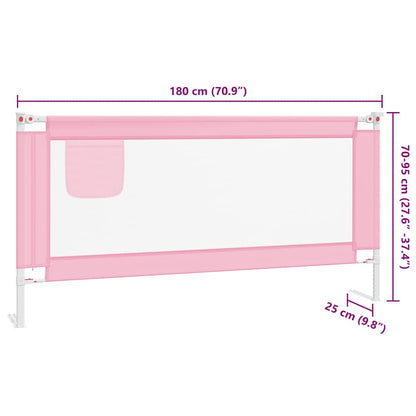 Sponda Letto di Sicurezza per Bambini Rosa 180x25 cm Tessuto - homemem39