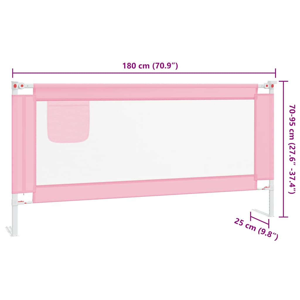 Sponda Letto di Sicurezza per Bambini Rosa 180x25 cm Tessuto