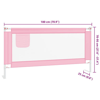 Sponda Letto di Sicurezza per Bambini Rosa 180x25 cm Tessuto
