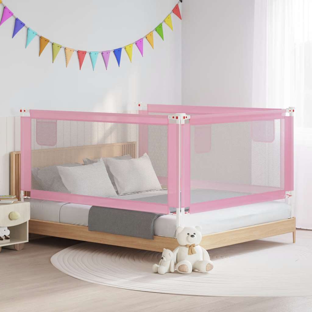 Sponda Letto di Sicurezza per Bambini Rosa 180x25 cm Tessuto | homemem39