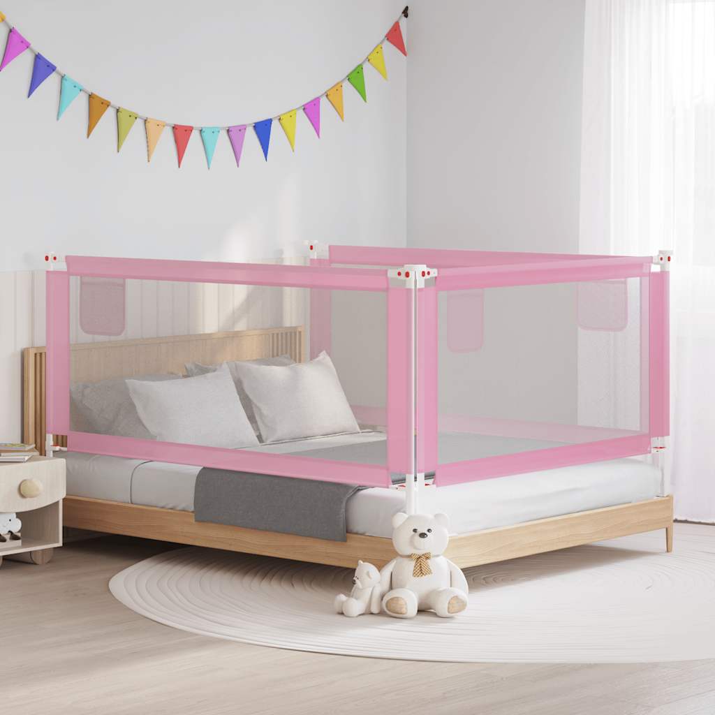 Sponda Letto di Sicurezza per Bambini Rosa 190x25 cm Tessuto | homemem39