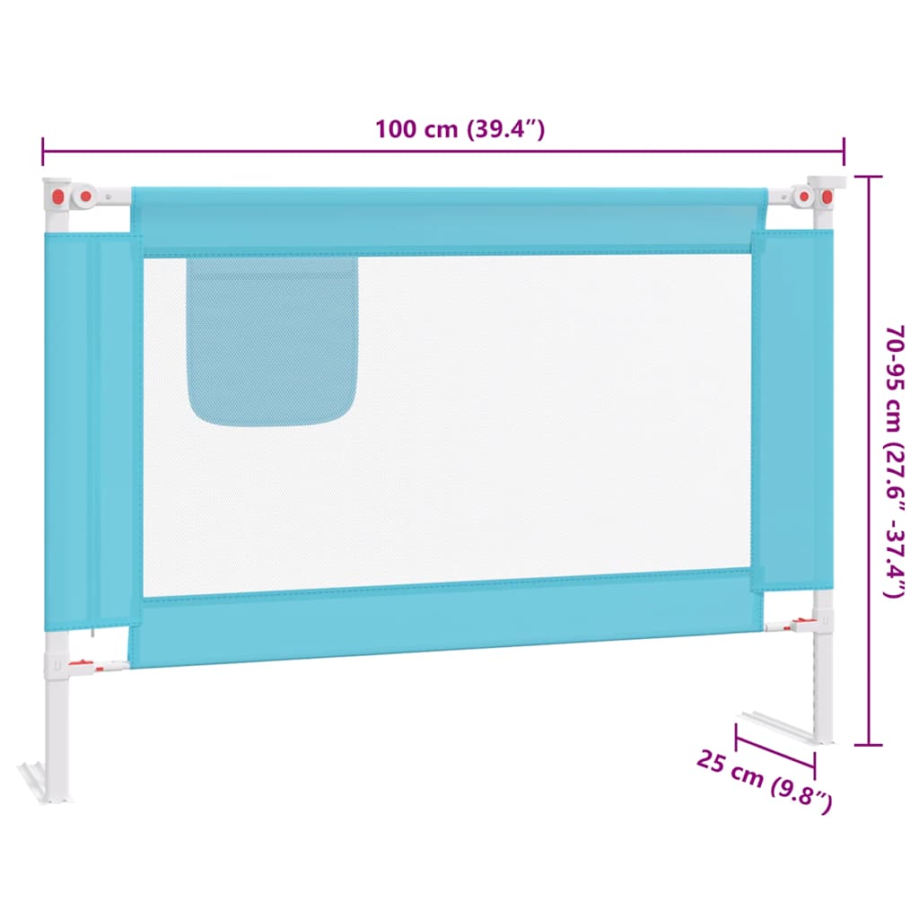 Sponda Letto di Sicurezza per Bambini Blu 100x25 cm in Tessuto
