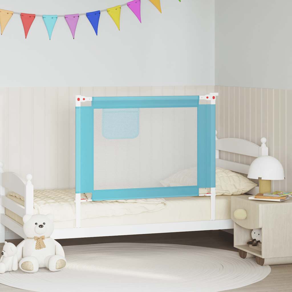 Sponda Letto di Sicurezza per Bambini Blu 100x25 cm in Tessuto