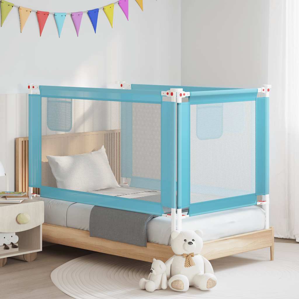 Sponda Letto di Sicurezza per Bambini Blu 140x25 cm in Tessuto