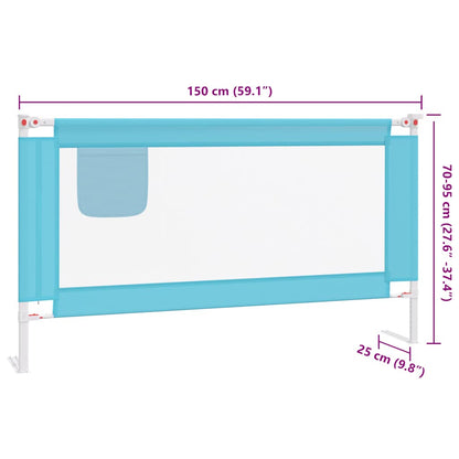 Sponda Letto di Sicurezza per Bambini Blu 150x25 cm in Tessuto