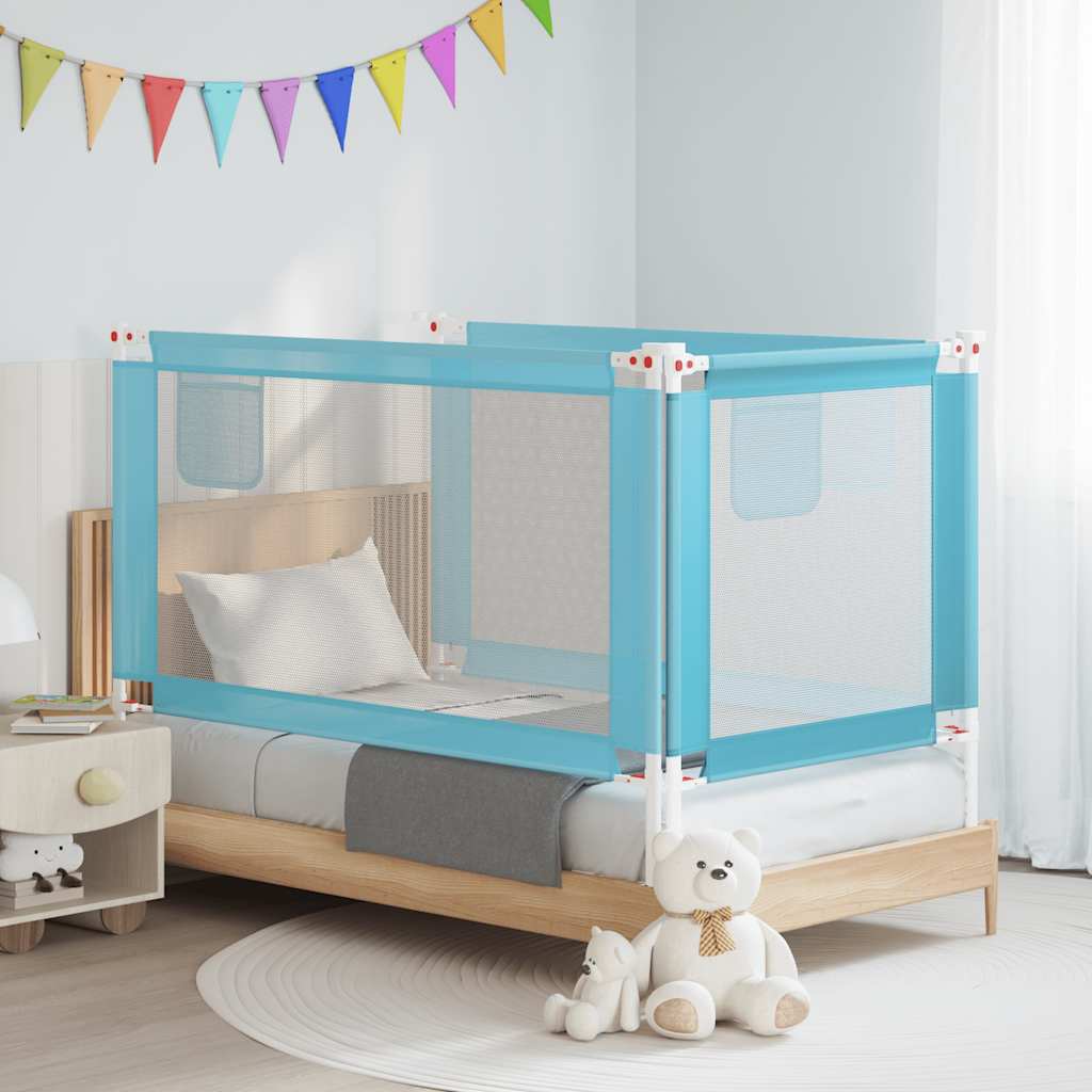 Sponda Letto di Sicurezza per Bambini Blu 150x25 cm in Tessuto