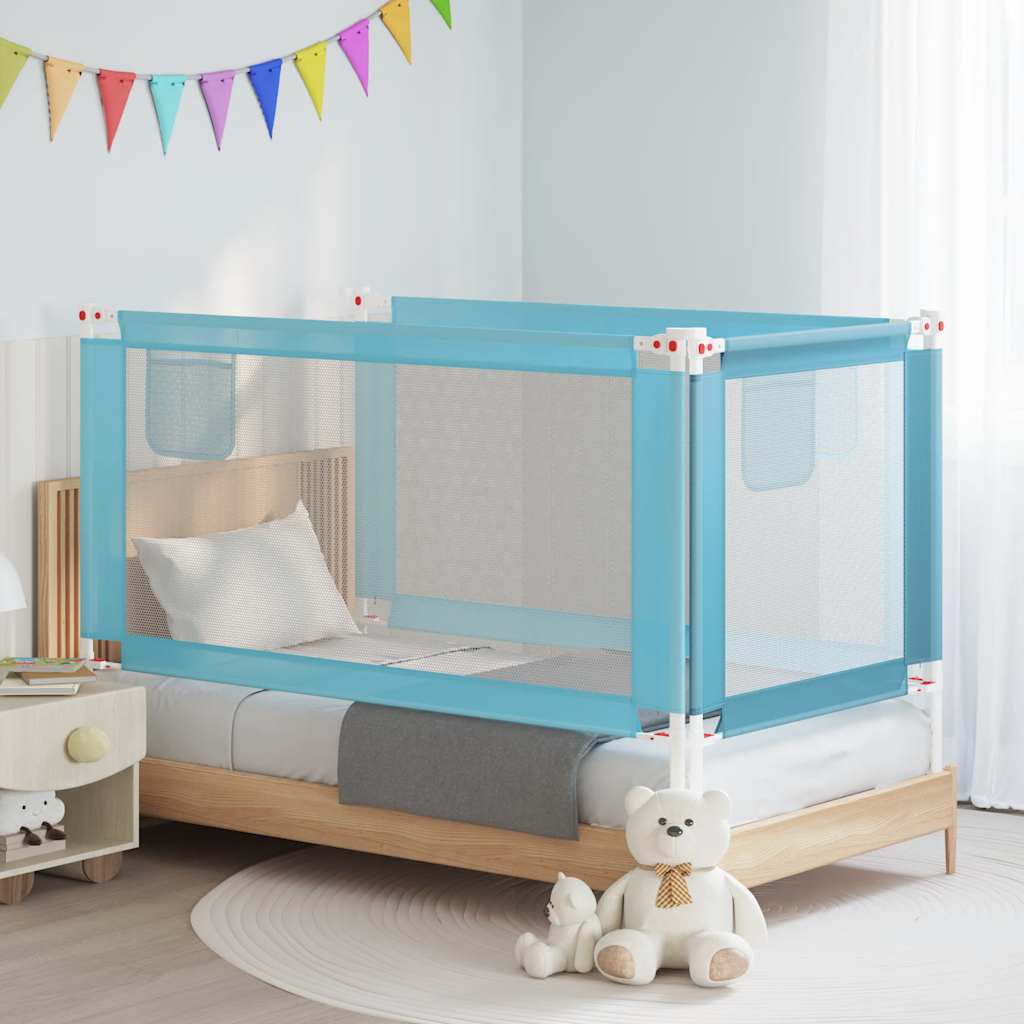 Sponda Letto di Sicurezza per Bambini Blu 160x25 cm in Tessuto