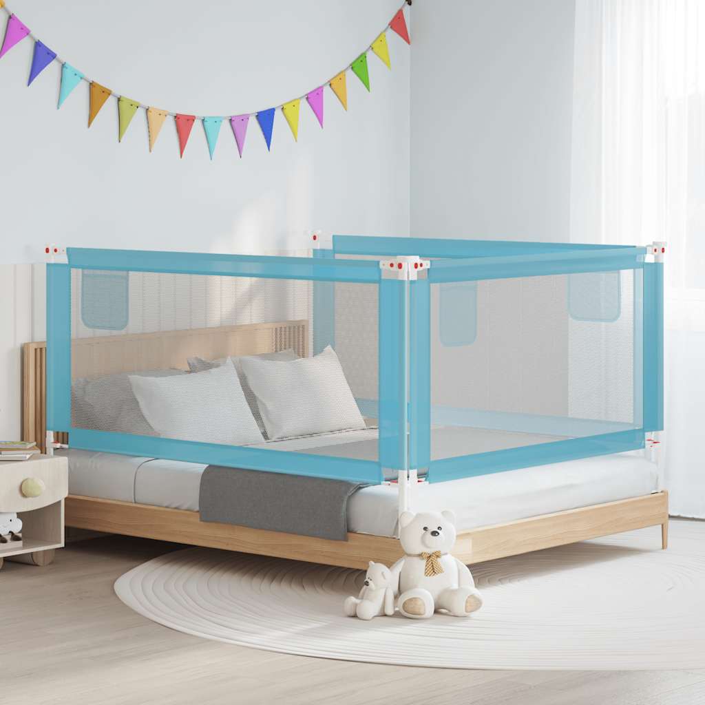 Sponda Letto di Sicurezza per Bambini Blu 180x25 cm in Tessuto