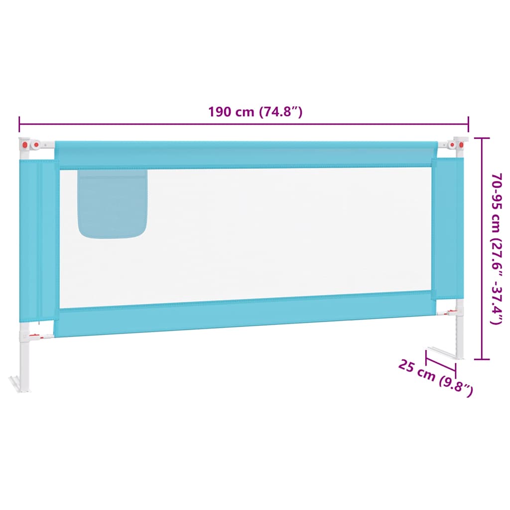 Sponda Letto di Sicurezza per Bambini Blu 190x25 cm in Tessuto