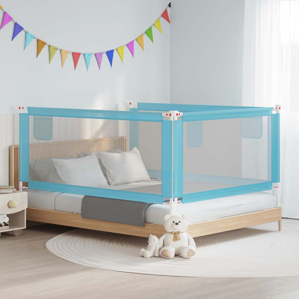 Sponda Letto di Sicurezza per Bambini Blu 190x25 cm in Tessuto