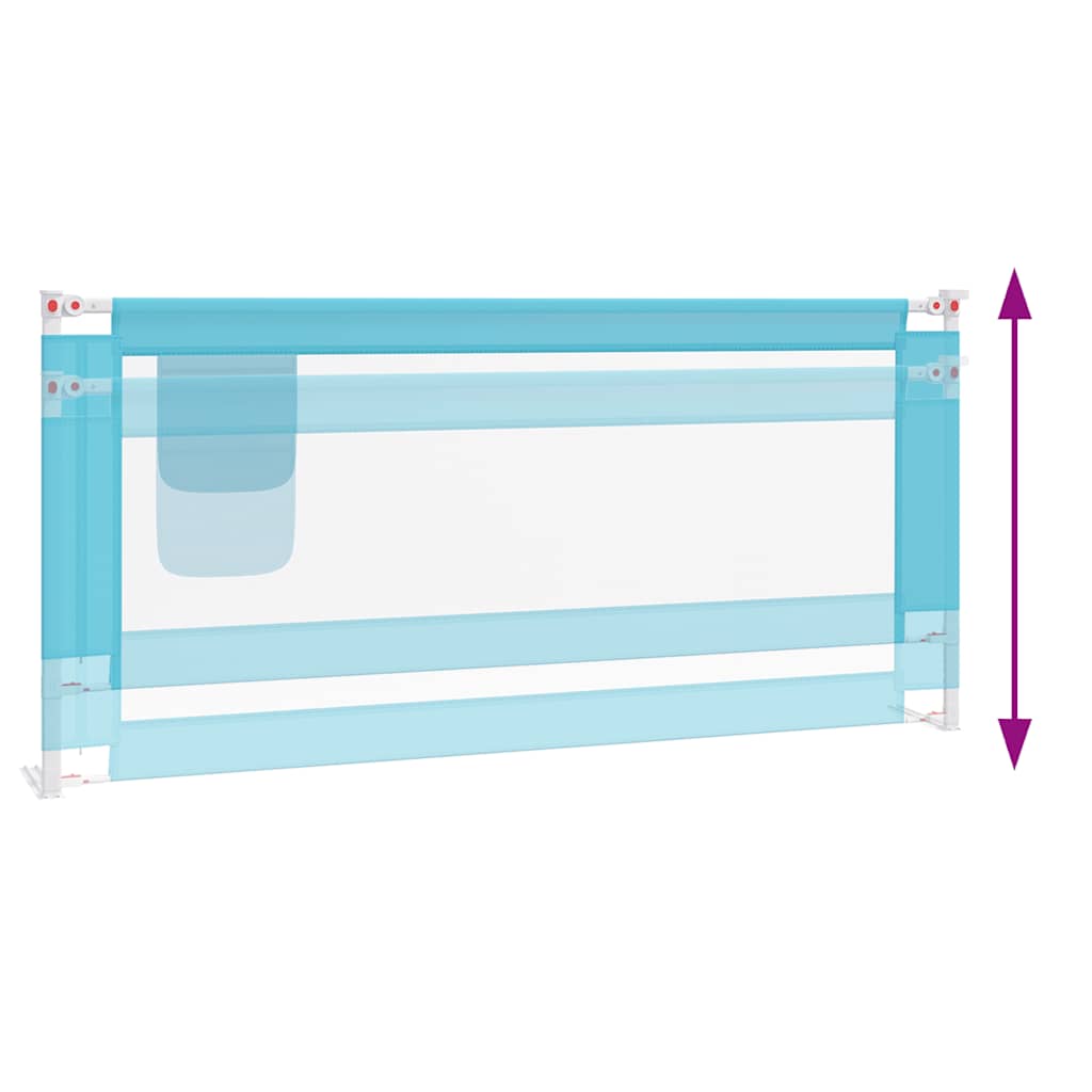 Sponda Letto di Sicurezza per Bambini Blu 200x25 cm in Tessuto