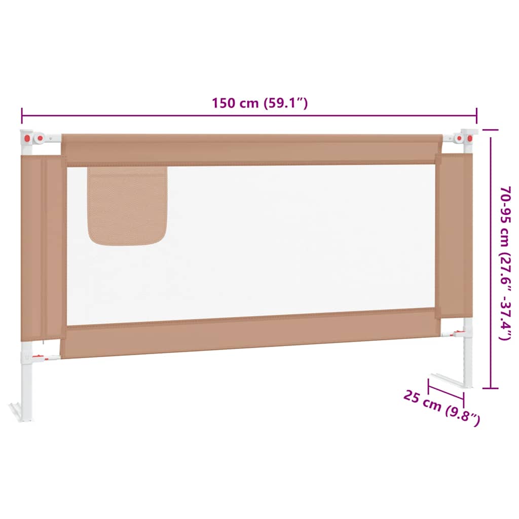 Sponda Letto di Sicurezza per Bambini Talpa 150x25cm in Tessuto