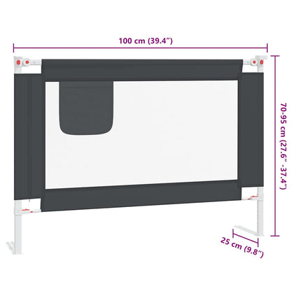Sponda Letto Sicurezza Bambini Grigio Scuro 100x25 cm Tessuto - homemem39