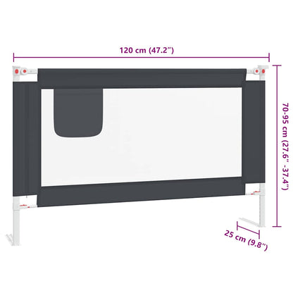 Sponda Letto Sicurezza Bambini Grigio Scuro 120x25 cm Tessuto | homemem39