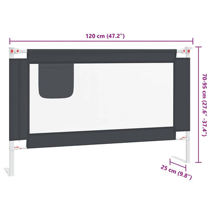 Sponda Letto Sicurezza Bambini Grigio Scuro 120x25 cm Tessuto - homemem39