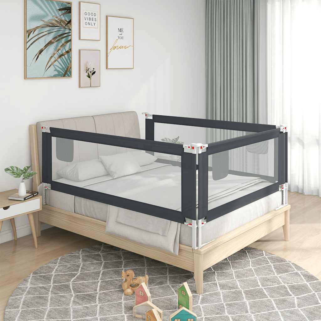 Sponda Letto Sicurezza Bambini Grigio Scuro 140x25 cm Tessuto - homemem39