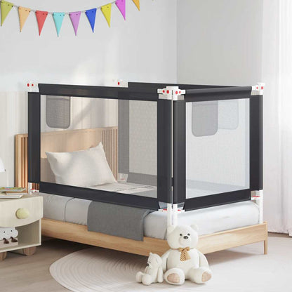 Sponda Letto Sicurezza Bambini Grigio Scuro 140x25 cm Tessuto