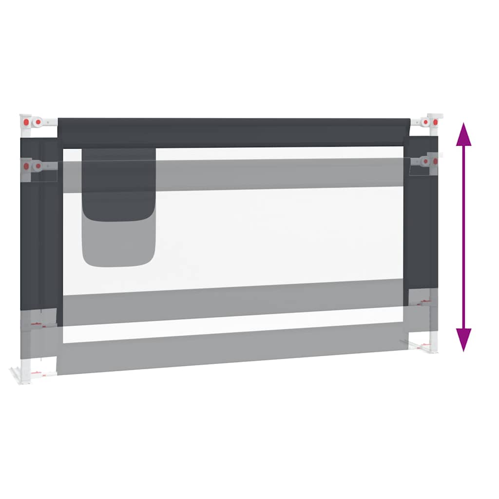 Sponda Letto Sicurezza Bambini Grigio Scuro 150x25 cm Tessuto
