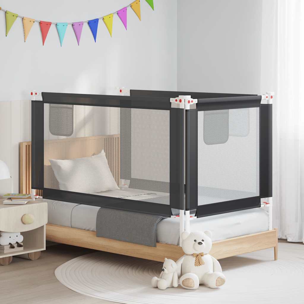 Sponda Letto Sicurezza Bambini Grigio Scuro 150x25 cm Tessuto