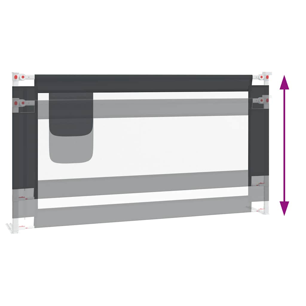 Sponda Letto Sicurezza Bambini Grigio Scuro 160x25 cm Tessuto